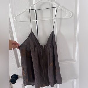 Silence + Noise Dark Brown sexy spaghetti tank - fun Y2K vibe energy